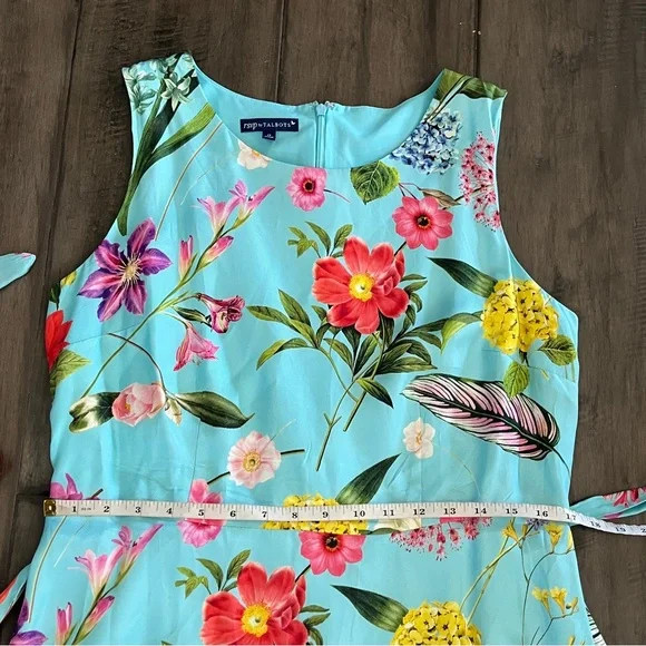 Talbots RSVP Occasion Collection Blue Floral Fit & Flare Dress - Size 12 - Picture 12 of 16